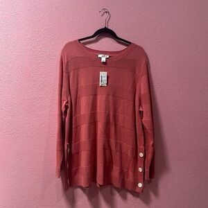 CJ Banks Women’s Pink Crew-Neck Sweater Size 2X NWT